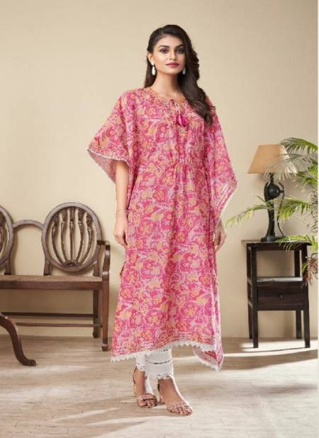 MAISHA NAZHMEE Fancy Party Wear Silk Printed Kaftan With Bottom Collection